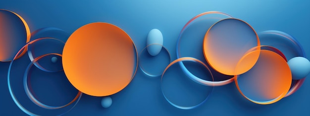 ダイナミックなパターンで活発な青とオレンジのサークル 抽象芸術 AI ゲネレーティブ