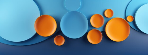 ダイナミックなパターンで活発な青とオレンジのサークル 抽象芸術 AI ゲネレーティブ