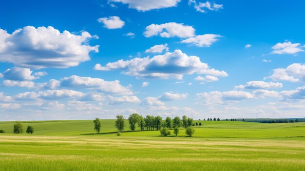 Vibrant blue sky over tranquil rural meadow