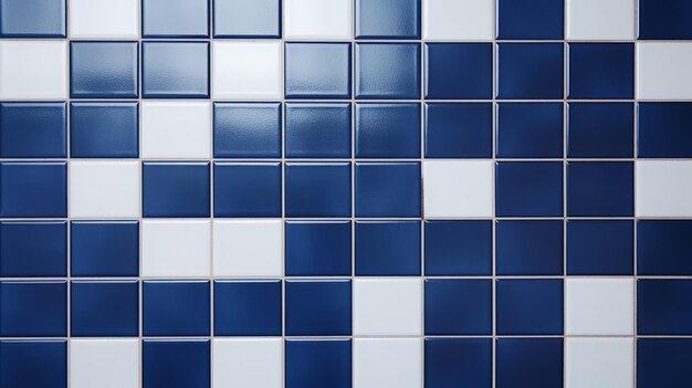 Photo vibrant blue and white tiled bathroom wall background