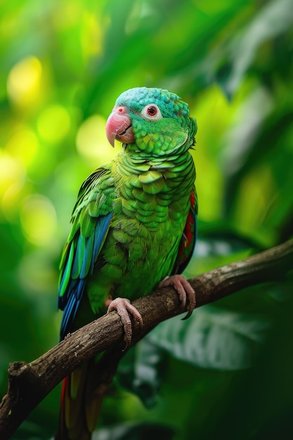 Vibrant BlueNaped Parrot Perched in Tropical Forest Setting