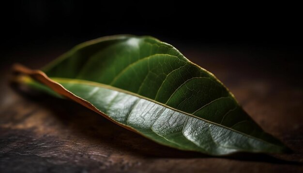 Vibrant botany in nature fresh leaves on old branch generated by AI