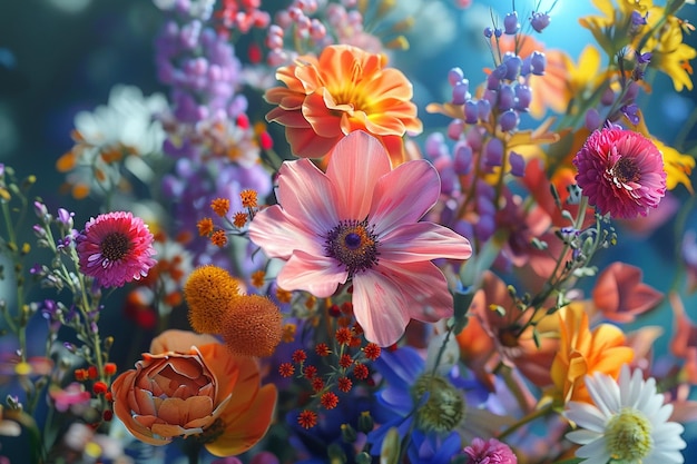 A vibrant bouquet of freshly picked flowers