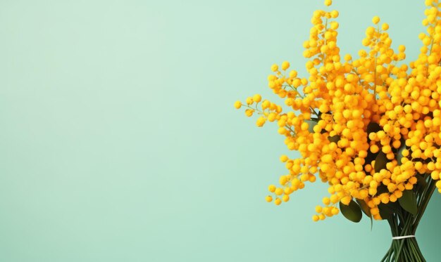 Vibrant bouquet of mimosa flowers against a lush green backdrop Fresh yellow blossoms Created with generative AI tools