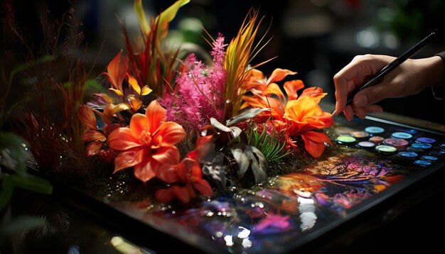 Photo a vibrant bouquet of multi colored flowers brings beauty indoors generated by artificial intelligence