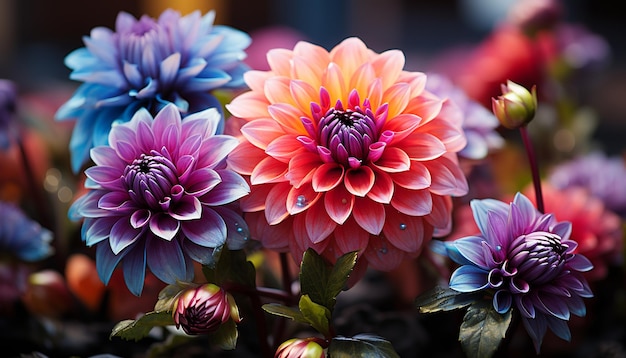 Photo a vibrant bouquet of multi colored flowers brings beauty to nature generated by ai