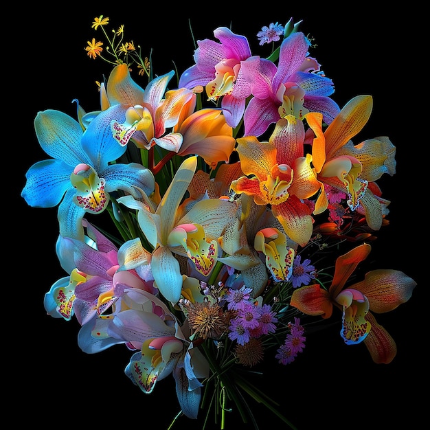 Vibrant Bouquet of MultiColored Orchids