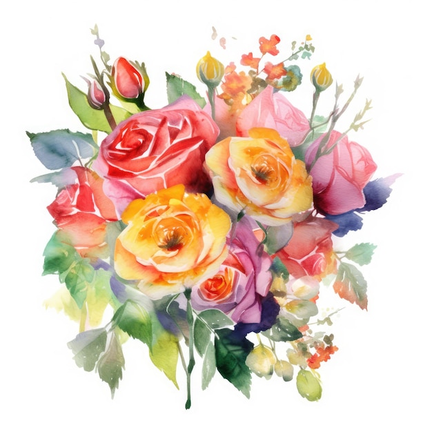 Vibrant bouquet of a roses generative ai