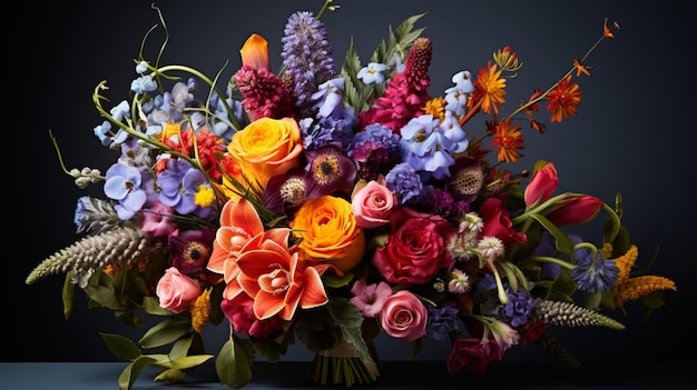 Photo vibrant bouquet showcases nature beauty in multi colored