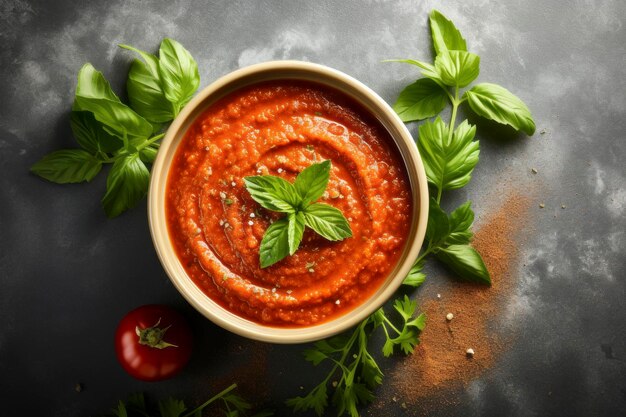 Vibrant bowl of rich tomato sauce capturing the essence of Italian cuisine