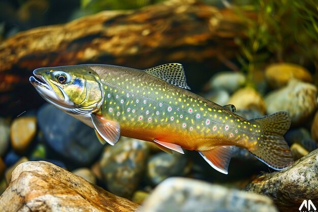 Vibrant Brook Trout in Pristine Mountain Stream