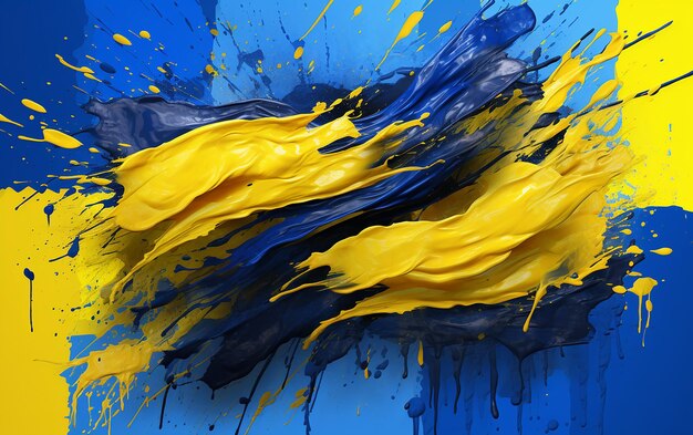 Vibrant Brush Stroke of Ukraine Flag Artistic National Pride