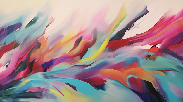 Vibrant brush strokes create a mesmerizing abstract masterpiece perfect for adding a pop of color to your next project