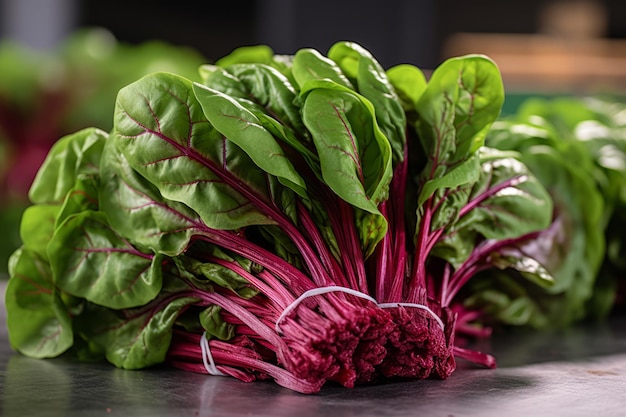 Vibrant Bunch of Red Spinach Stands Out in Isolated Supermarket Display ar 32