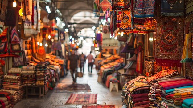 Photo a vibrant and bustling middle eastern market is a feast for the senses