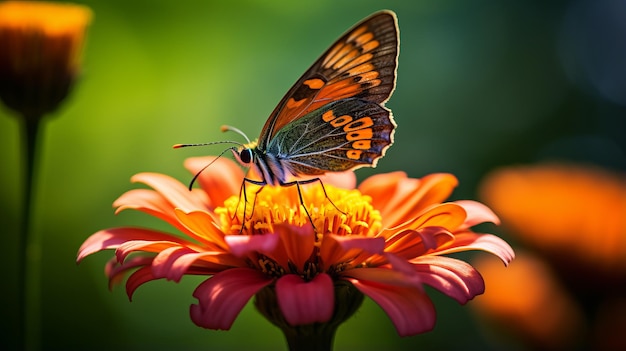 Vibrant Butterfly On Flower Stunning Macro Shot With Natural Light