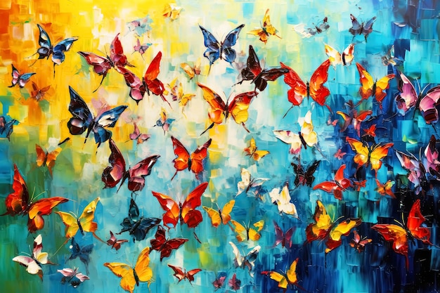 Vibrant butterfly oil painting for wall art decor