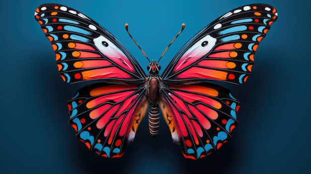 A vibrant butterfly with intricate wing patterns