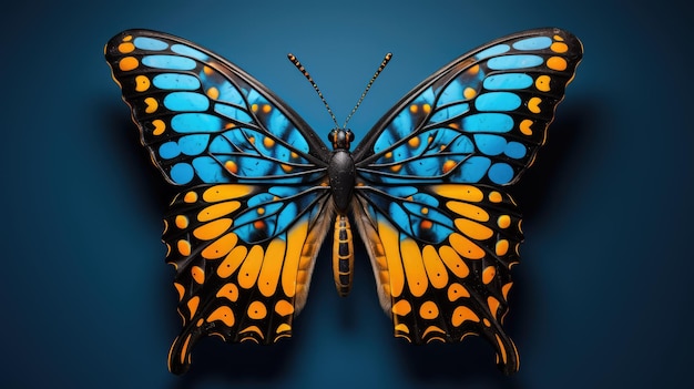 A vibrant butterfly with intricate wing patterns