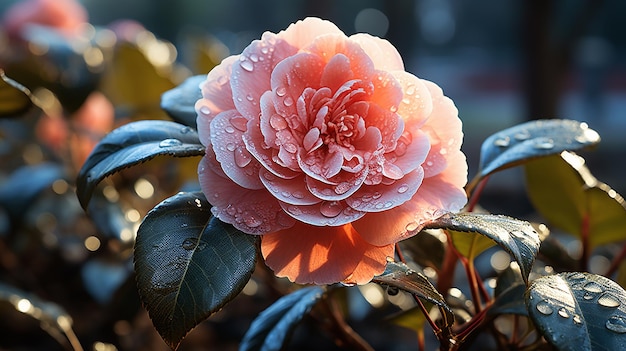 Vibrant Camellia japonica in CloseUp View