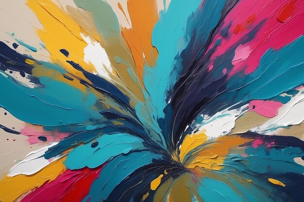 Vibrant canvas creation abstract handmade artwork with fat paint strokes