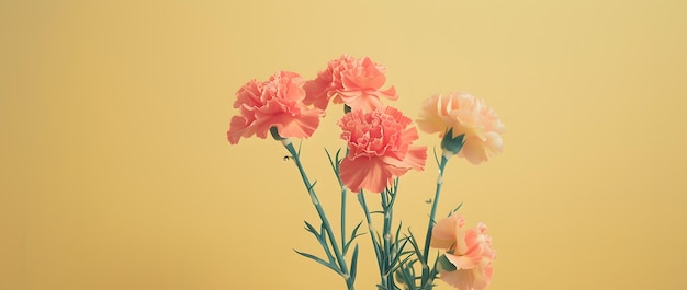 Vibrant Carnations on a Soft Yellow Background