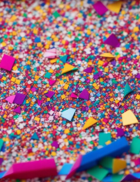 A vibrant carnival Confetti small pieces of color to celebrate life