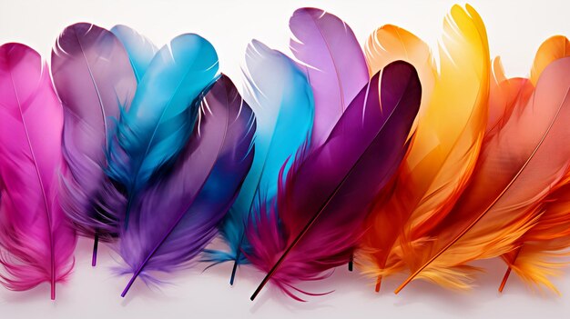 Vibrant carnival feathers in a spectrum of colors isolated on a transparent background ai generativ