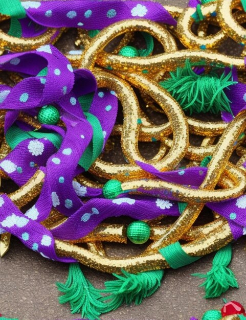 яркие карнавальные бусы Mardi Gras