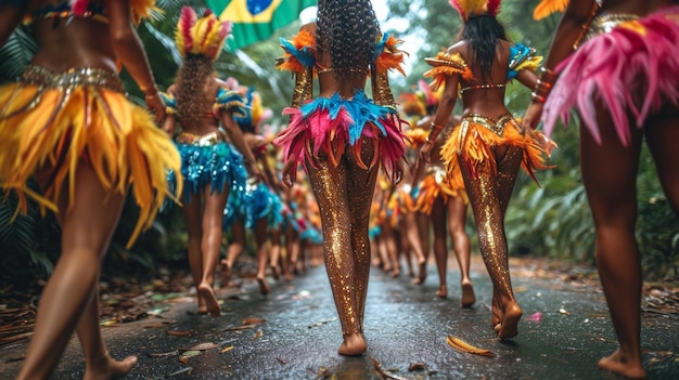 写真 カラフル な 衣装 と 輝き を 着た 踊り手 たち の 活気 の ある カーニバル パレード