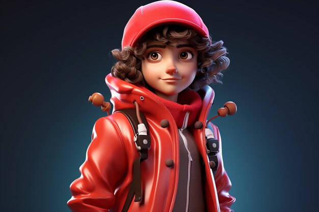 Photo a vibrant cartoon character in a red jacket and hat easily discoverable stock image