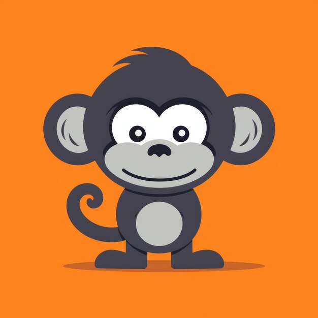 Photo vibrant cartoon monkey cute black monkey in simplistic style