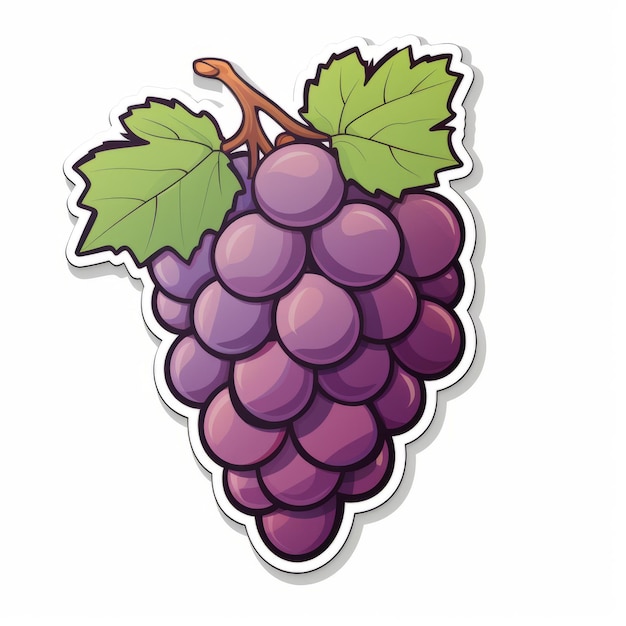 Vibrant Cartoonish Grape Sticker With Glossy Finish