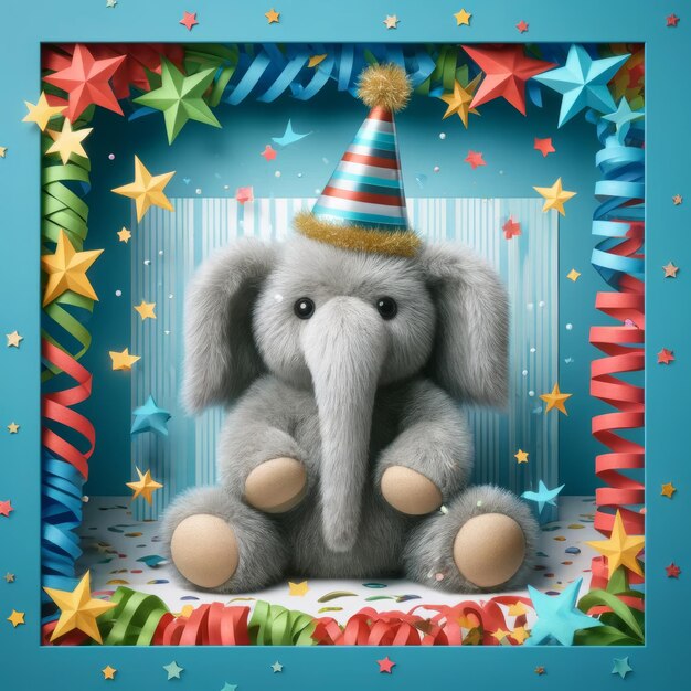 Photo vibrant celebration elephant with colorful stars