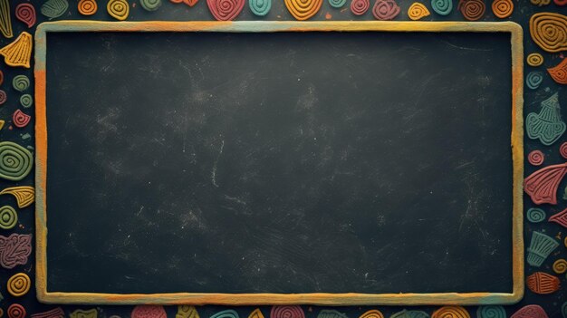 vibrant chalkboard background with a few scattered erasers and colored chalk