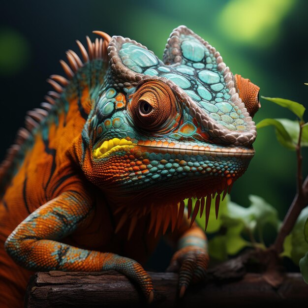 Vibrant Chameleon Artwork In Zbrush Style