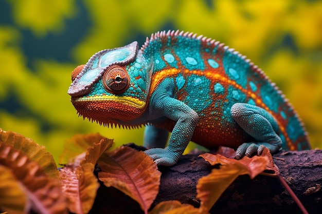 vibrant chameleon showcasing its ability to change color AI generated