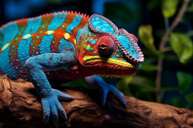 Vibrant chameleon showcasing its ability to change color