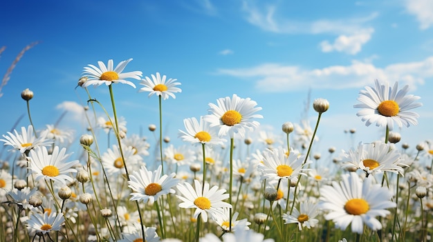 Vibrant chamomile blossoms bring beauty to the tranquil meadow