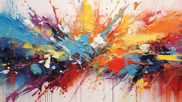 The vibrant and chaotic dance of various paint splashes