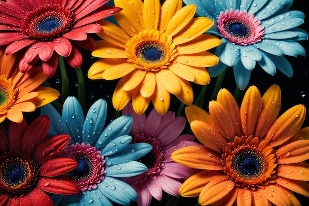 Foto carta da parati con fiori di gerbera vivace e allegra