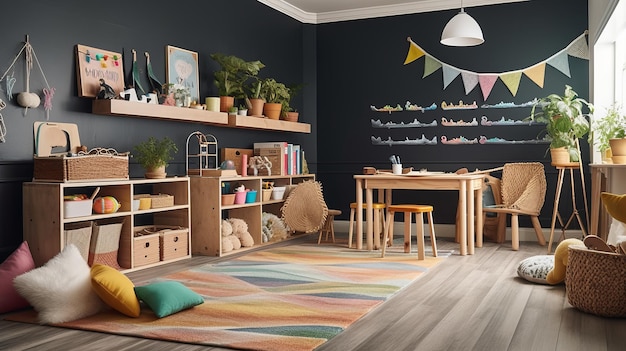 Vibrant childrens playroom with colorful toys AI generated