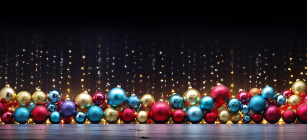Фото Яркие рождественские украшения аккуратно расположены на столе, улучшенном генеративным ии