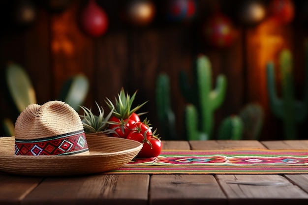 Vibrant Cinco de Mayo Mexican Cactus Holiday Generative AI