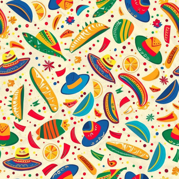 Vibrant Cinco De Mayo Pattern With Various Elements