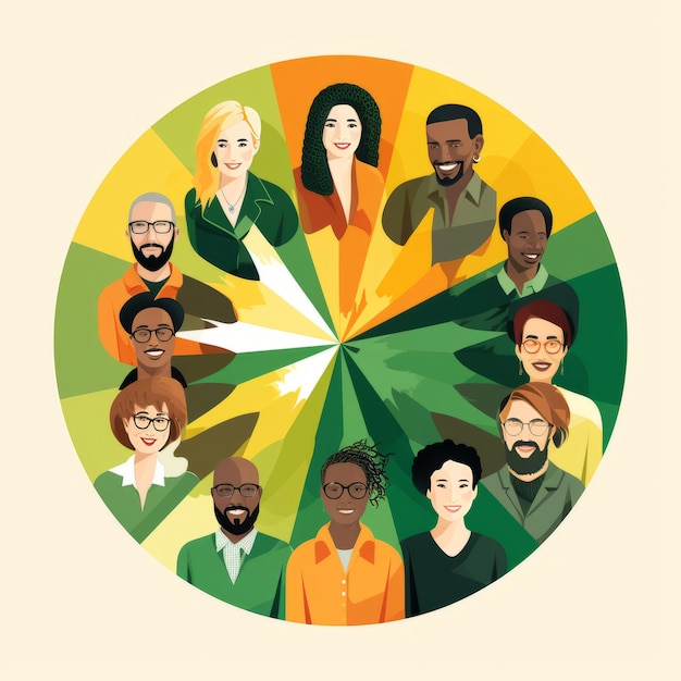 Photo the vibrant circle 10 dynamic and playful diverse educators unveiled in colorful digital art