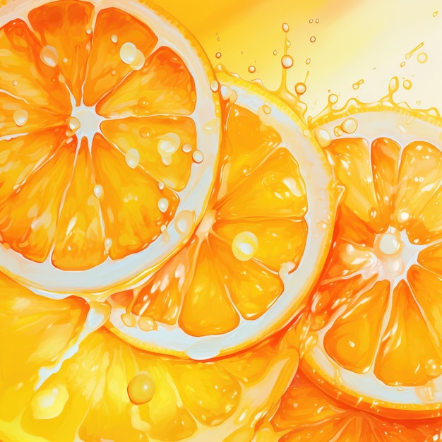 Vibrant citrus exploring the yellow orange background