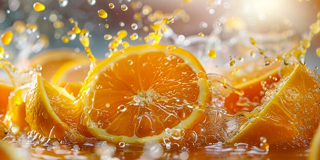 Vibrant Citrus Fruits and Juicy Splashes on White Background created with Generative AI technology