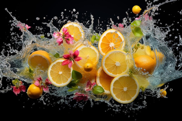 Photo vibrant citrus splash high quality fresh fruit juice picture photography