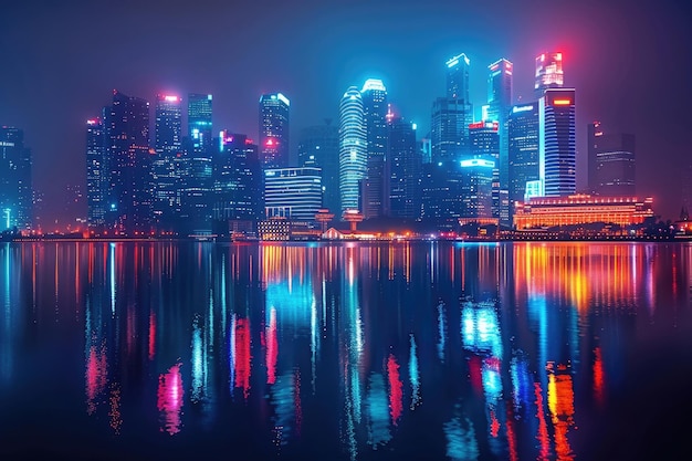 A vibrant cityscape photo at night captured with a smartphone on a tripod